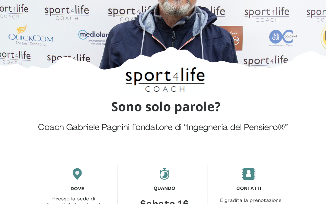 16 novembre – Sono solo parole? Coach Gabriele Pagnini.